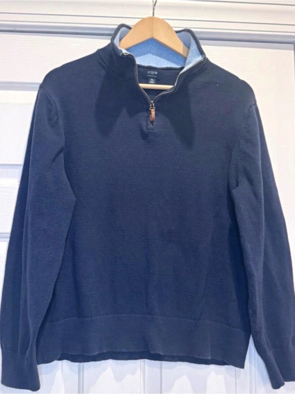 J. Crew Men’s Navy Blue Half Zip Sweater Pull over sweatshirt 1/4 zipper XL